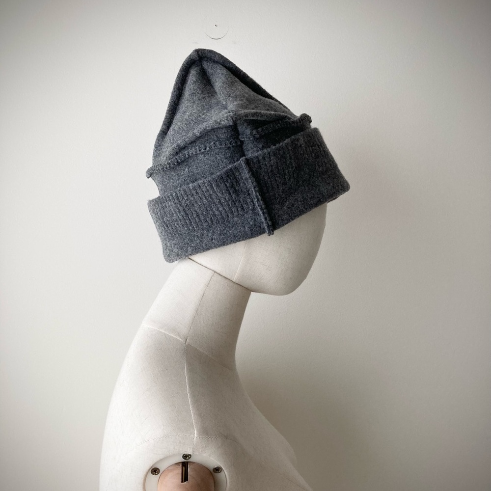 joodito origami crown wool sweater hat bucket beanie cloche docker cap dark gray - Picture 6 of 10